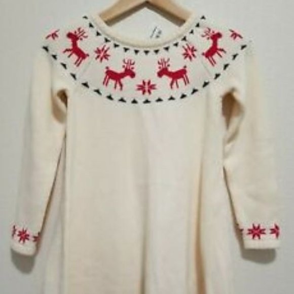 Hanna Andersson 150 US 12 yr Dear Deer Holiday Sweater Dress - Picture 3 of 4